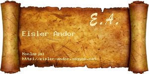 Eisler Andor névjegykártya